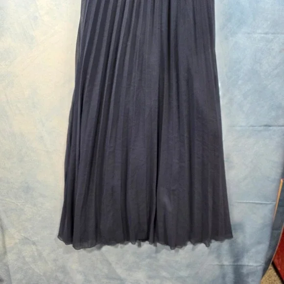 ASOS DESIGN Navy Blue Pleated Maxi Dress Open Back Tie Detail US 10 Wedding Gues - Picture 5 of 7